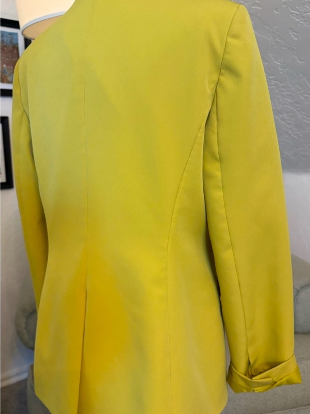 DKNY Bright Yellow Single-Button Women's Blazer - Picture 3 of 5
